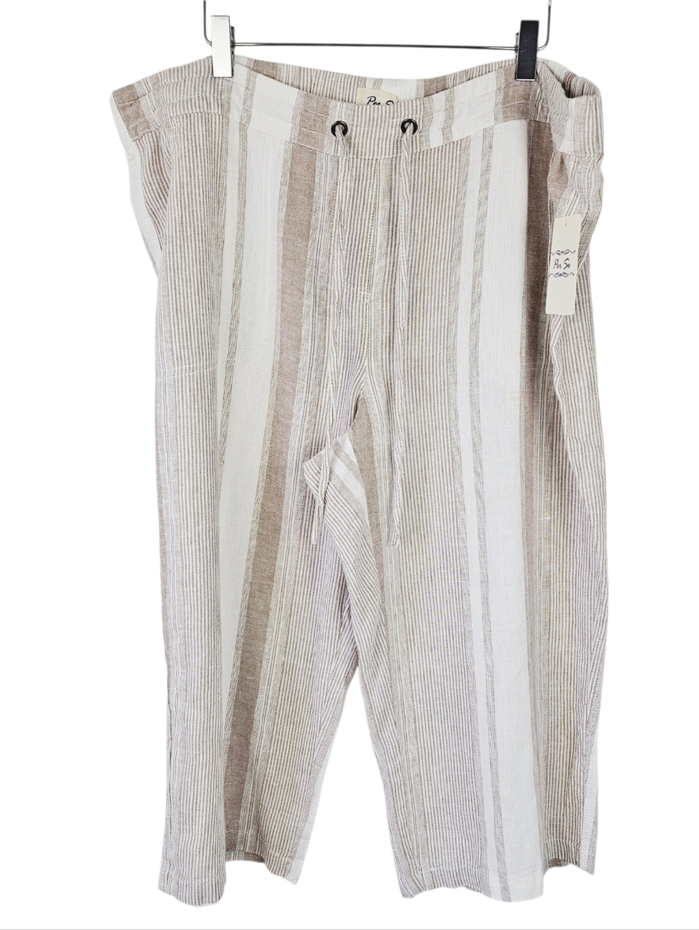 Per Se Linen Blend Striped Capri Pants NWT